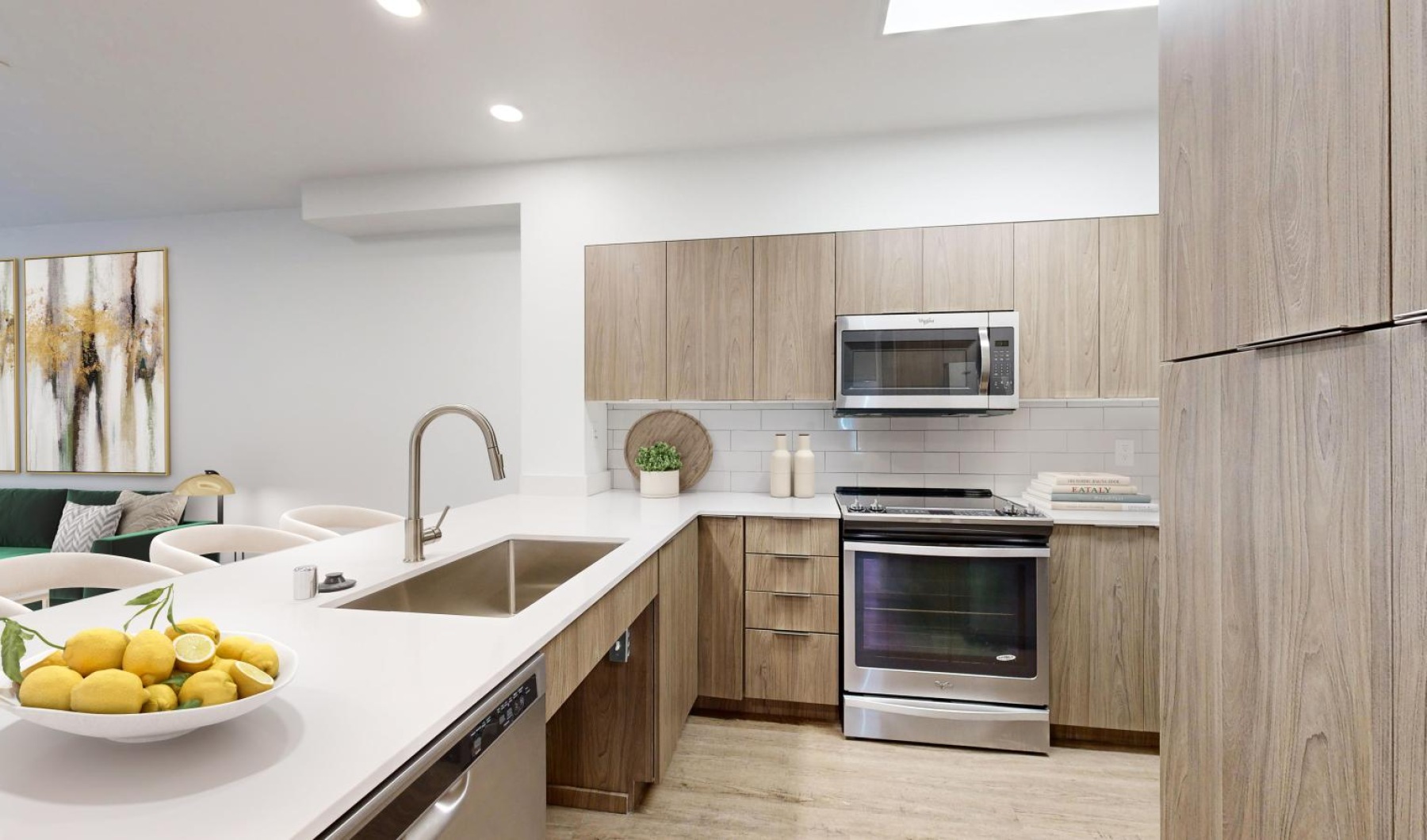 a kitchen with a stove and a sink